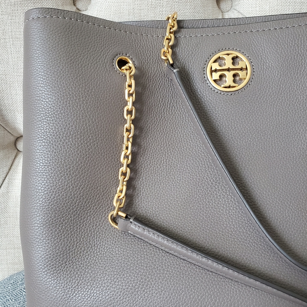 Sold!!Tory Burch grey leather tote bag - Picture 2 of 13